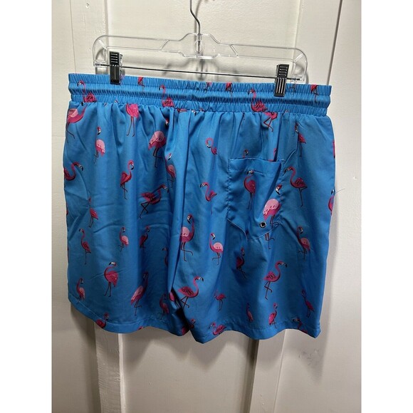 Mens Pink Flamingo Blue Swim Trunks Size XXL NWoT - Picture 2 of 8